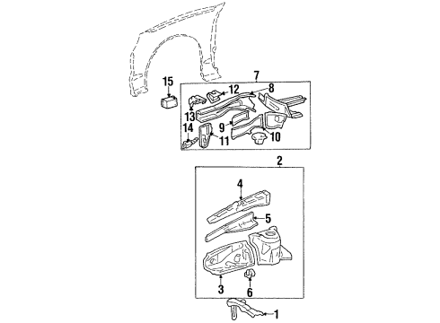 1998 Toyota Celica Structural Components & Rails Diagram