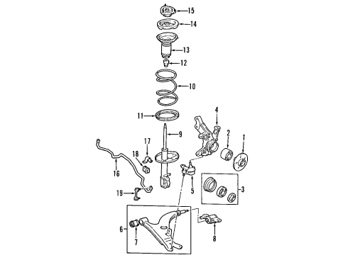 2004 Toyota RAV4 Front Suspension Components, Lower Control Arm, Stabilizer Bar Diagram