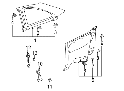 2000 Toyota Solara Interior Trim - Quarter Panels Diagram