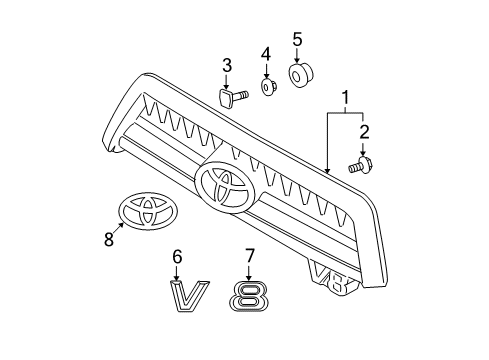 2005 Toyota Sequoia Grille & Components Diagram