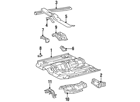 1998 Toyota Tercel Pillars, Rocker & Floor - Floor & Rails Diagram