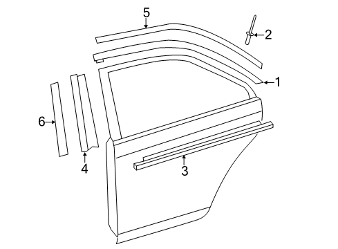 2013 Toyota Camry Exterior Trim - Rear Door Diagram