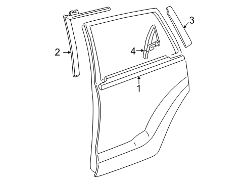 2004 Toyota Matrix Exterior Trim - Rear Door Diagram