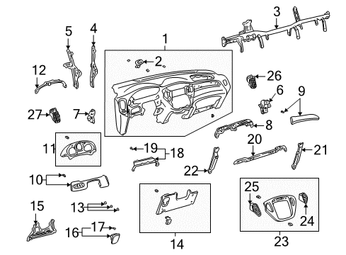 2004 Toyota Highlander Cluster & Switches, Instrument Panel Diagram