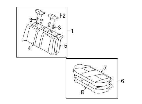 2002 Toyota Corolla Rear Seat Components Diagram 1 - Thumbnail
