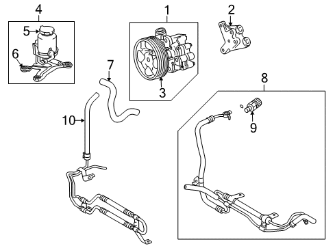 2008 Toyota Sequoia P/S Pump & Hoses, Steering Gear & Linkage Diagram