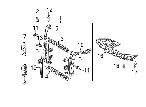 2004 Toyota Sienna Radiator Support, Splash Shields Diagram