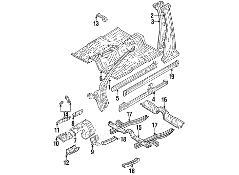 1991 Toyota Cressida Center Pillar & Rocker, Hinge Pillar, Exterior Trim, Floor Diagram