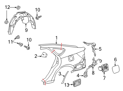 2017 Toyota Avalon Quarter Panel & Components Diagram