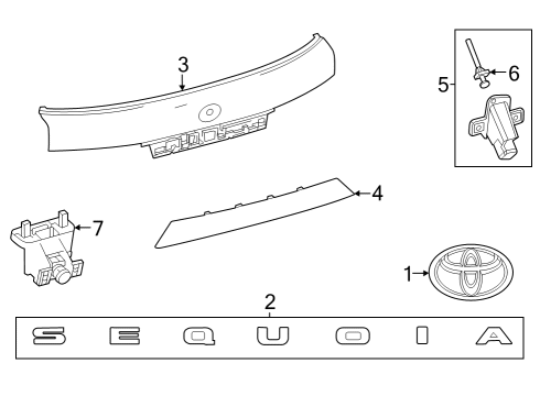 2024 Toyota Sequoia Exterior Trim - Lift Gate Diagram