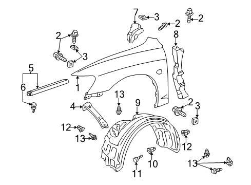 2006 Toyota Camry Fender & Components Diagram