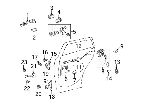 2014 Toyota Venza Rear Door - Lock & Hardware Diagram