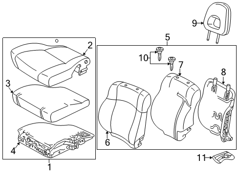 2000 Toyota RAV4 Front Seat Components Diagram