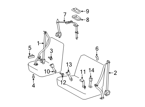 2010 Toyota Yaris Rear Seat Belts Diagram 1 - Thumbnail