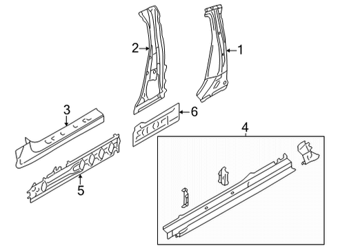 2022 Toyota GR86 Center Pillar & Rocker Diagram