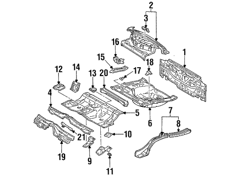 1998 Toyota Celica Rear Body, Rear Upper Body, Rear Floor & Rails Diagram
