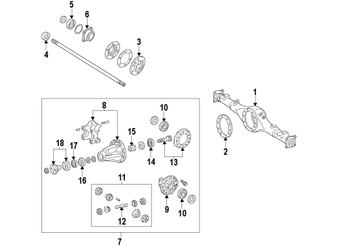 2013 Toyota FJ Cruiser Rear Axle, Differential, Propeller Shaft Diagram