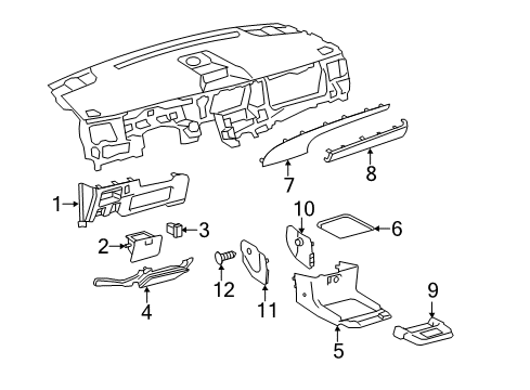 2012 Toyota Sienna Cluster & Switches, Instrument Panel Diagram