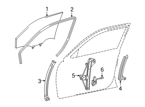 2004 Toyota Avalon Front Door - Glass & Hardware Diagram