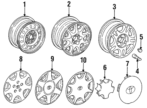 1993 Toyota Camry Wheels, Covers & Trim Diagram