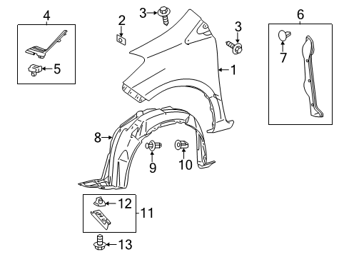 2017 Toyota Yaris Fender & Components Diagram