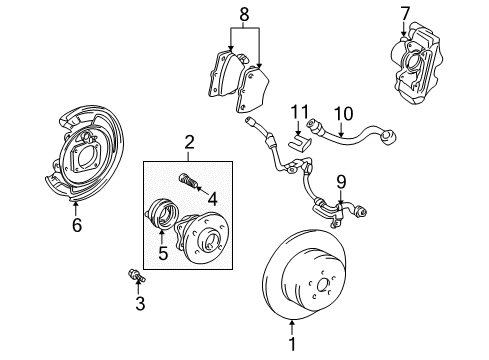 2004 Toyota Celica Brake Components Diagram