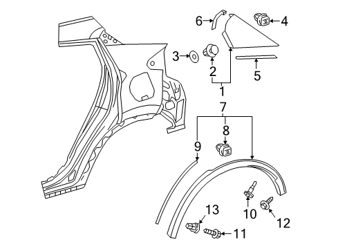 2018 Toyota C-HR Exterior Trim - Quarter Panel Diagram