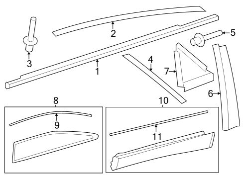 2023 Toyota Crown Exterior Trim - Rear Door Diagram