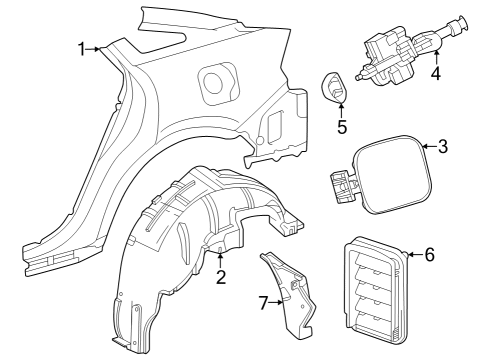 2023 Toyota Crown Quarter Panel & Components Diagram