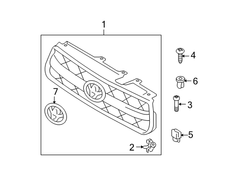 2004 Toyota RAV4 Grille & Components Diagram