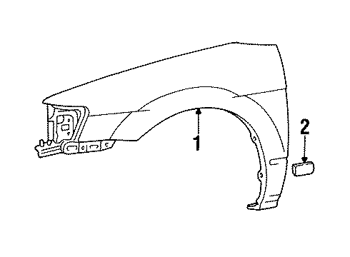 1992 Toyota Paseo Fender, Front Driver Side Diagram for 53802-16390