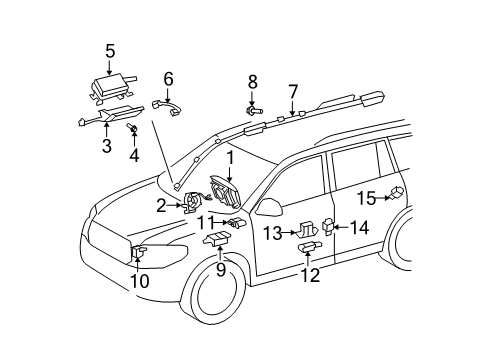 2009 Toyota Highlander Air Bag Components Diagram