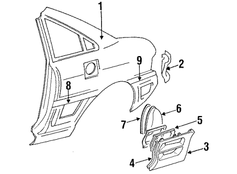 1994 Toyota MR2 Quarter Panel & Components, Exterior Trim Diagram