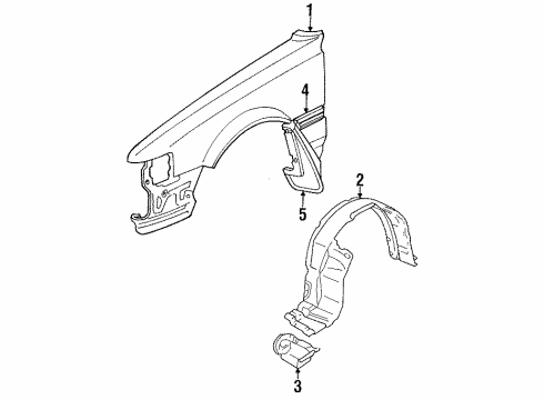 1991 Toyota Cressida Mud Guard, Front Driver Side Diagram for 76622-29066-C0
