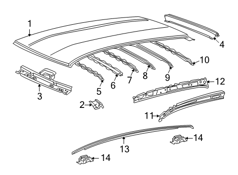 2009 Scion xD Roof & Components, Exterior Trim Diagram