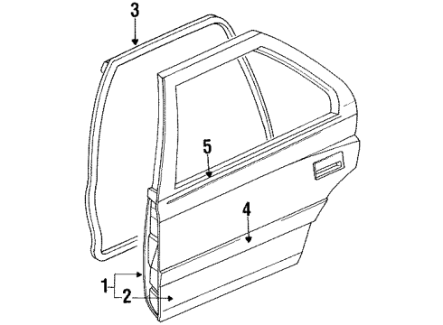 1993 Toyota Tercel Rear Door & Components, Exterior Trim Diagram