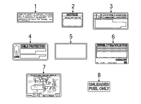 2000 Toyota RAV4 Information Labels Diagram