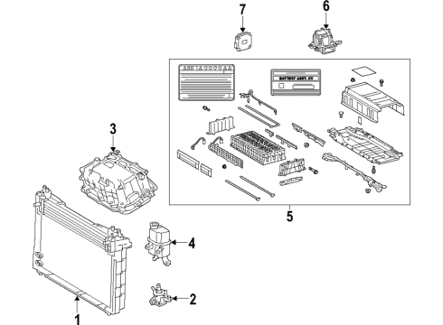 2021 Toyota Prius AWD-e Hybrid Components, Traction Motor Components, Battery, Blower Motor, Cooling System Diagram