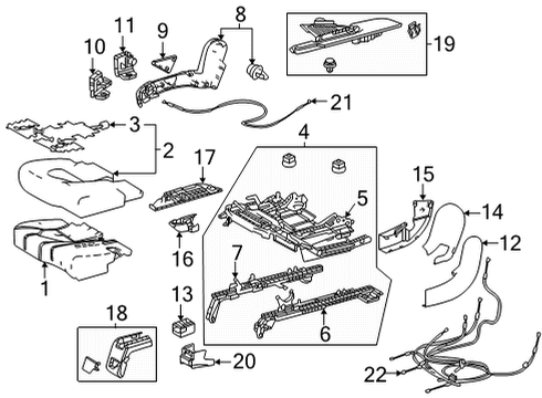 2021 Toyota Highlander Second Row Seats, Body Diagram 4 - Thumbnail