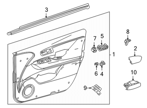 2018 Toyota Mirai Interior Trim - Front Door Diagram