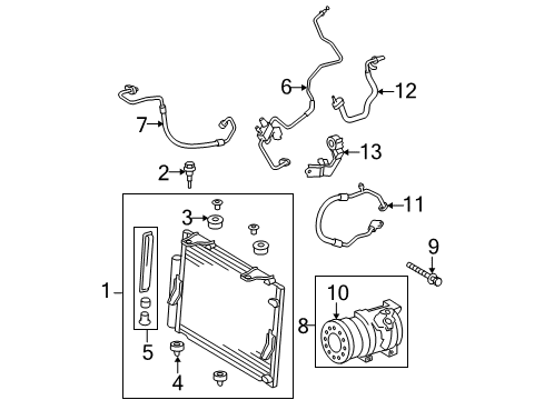 2013 Toyota Tundra A/C Condenser, Compressor & Lines Diagram