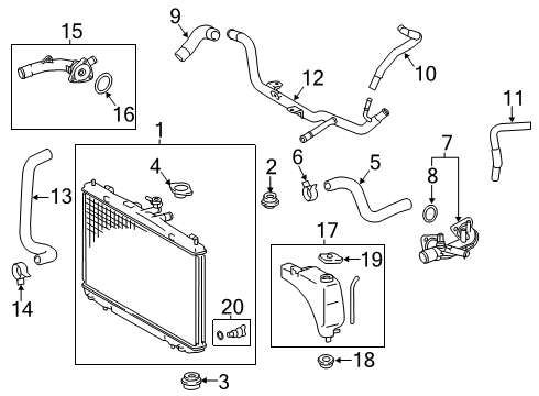 2020 Toyota Sienna Radiator & Components Diagram