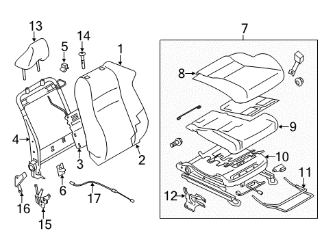 2016 Scion FR-S Front Seat Components Diagram