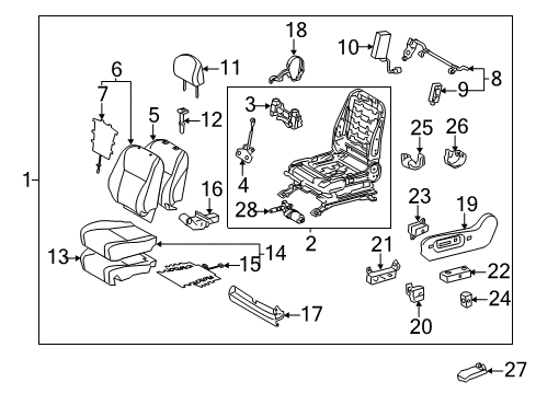 2012 Toyota Highlander Driver Seat Components Diagram
