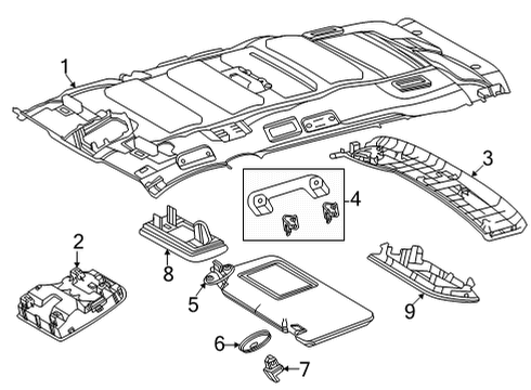 2022 Toyota Sienna Interior Trim - Roof Diagram