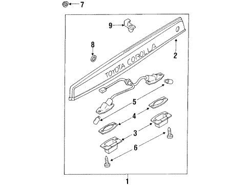 1990 Toyota Corolla License Lamp Bulb Diagram for 00234-00089