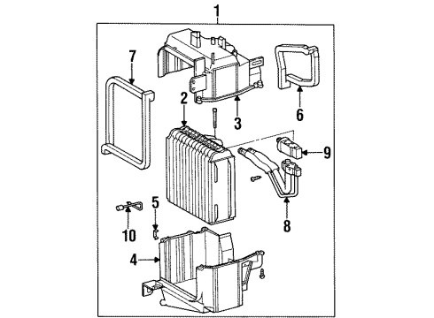 1996 Toyota Paseo A/C Evaporator Components Diagram