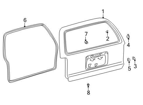 1996 Toyota 4Runner Gate & Hardware Diagram