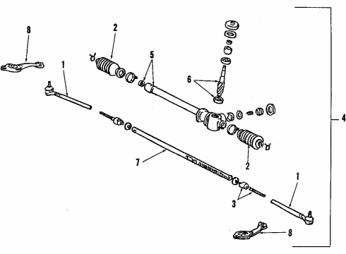 1995 Toyota MR2 P/S Pump & Hoses, Steering Gear & Linkage Diagram