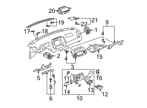 2004 Toyota Camry Cluster & Switches, Instrument Panel Diagram 6 - Thumbnail